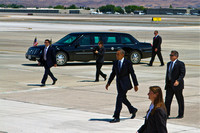 President Obama Walking to greet the military families